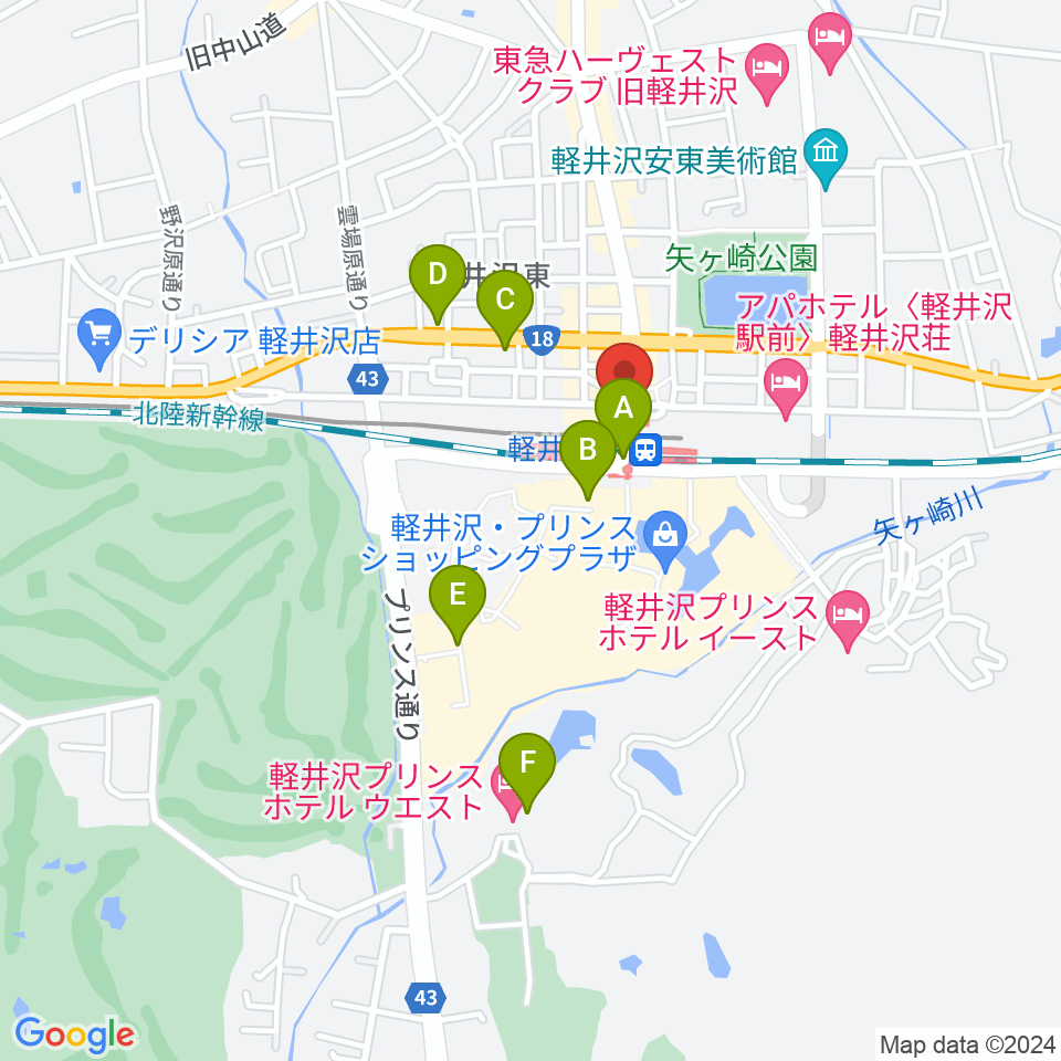 FM軽井沢周辺のコンビニエンスストア一覧地図