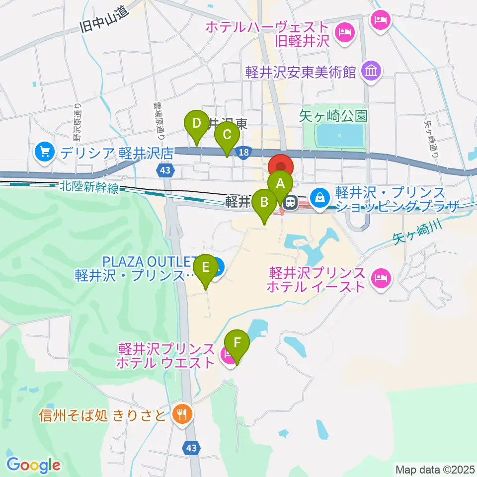 FM軽井沢周辺のコンビニエンスストア一覧地図