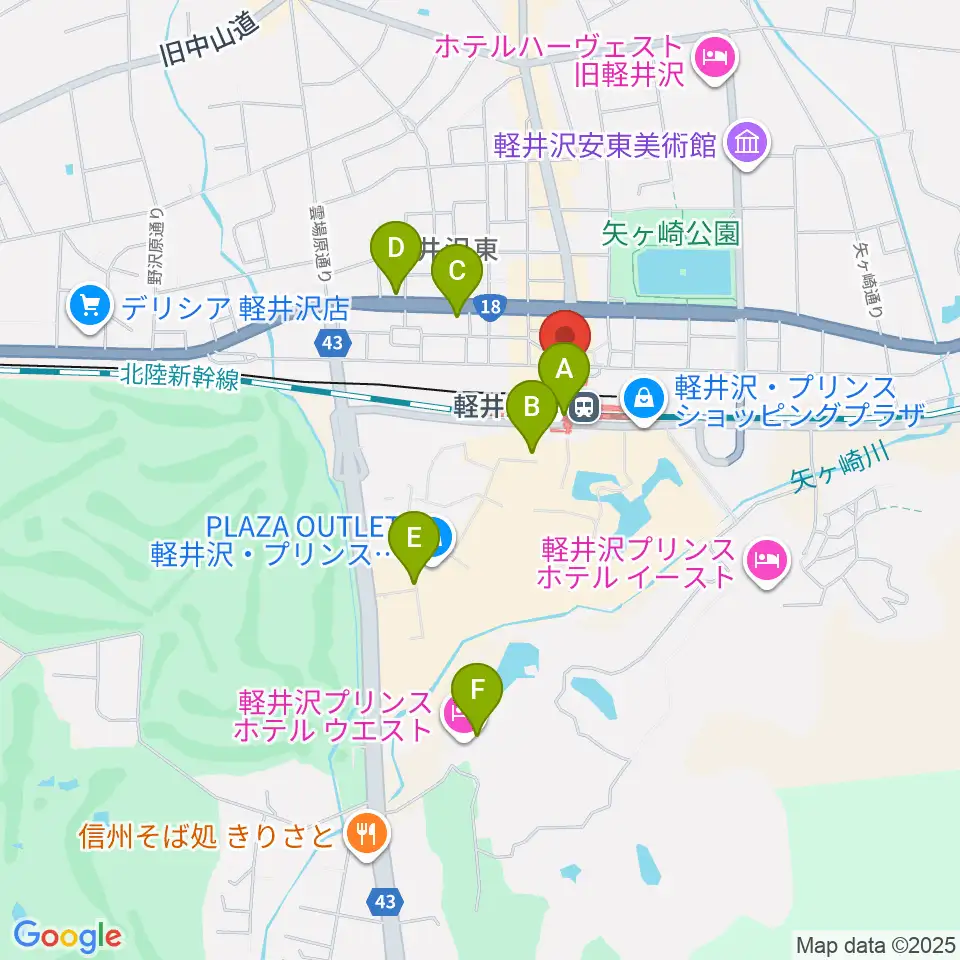 FM軽井沢周辺のコンビニエンスストア一覧地図