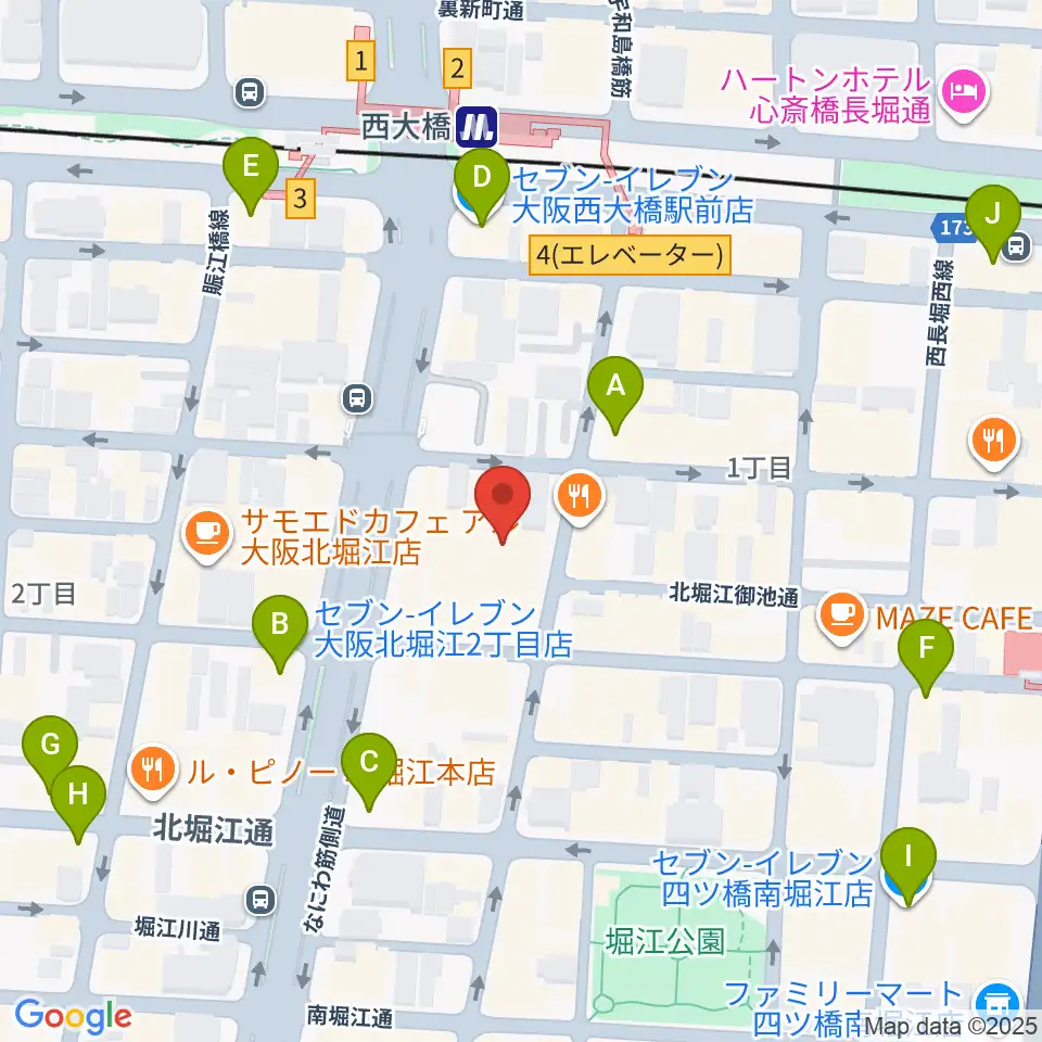 北堀江club vijon周辺のコンビニエンスストア一覧地図