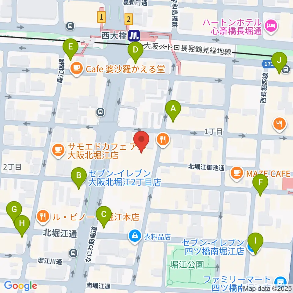 北堀江club vijon周辺のコンビニエンスストア一覧地図