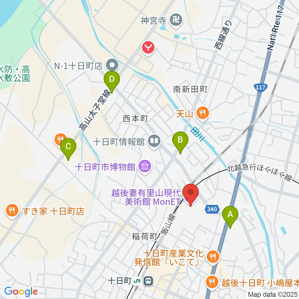 エフエムとおかまち周辺のコンビニエンスストア一覧地図