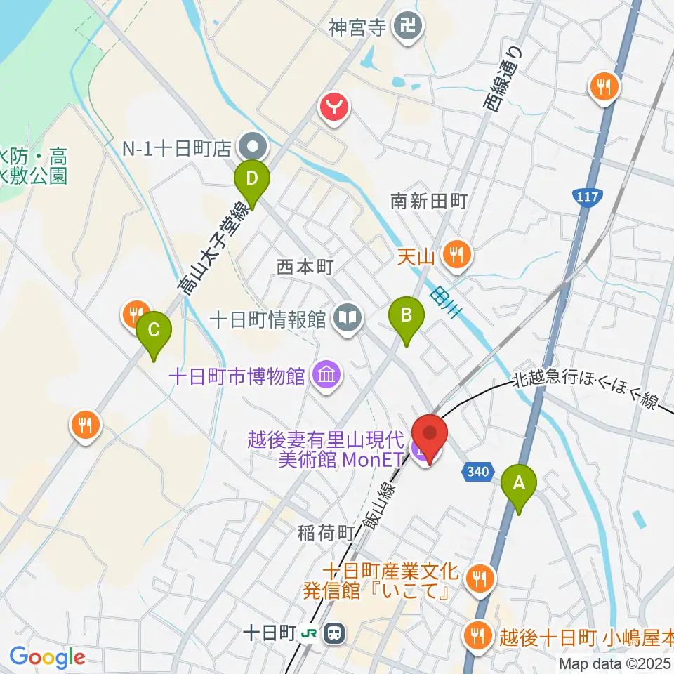 エフエムとおかまち周辺のコンビニエンスストア一覧地図