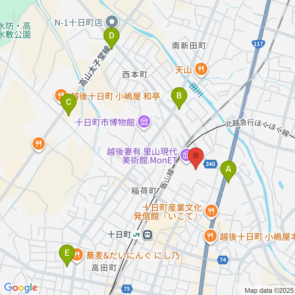 エフエムとおかまち周辺のコンビニエンスストア一覧地図