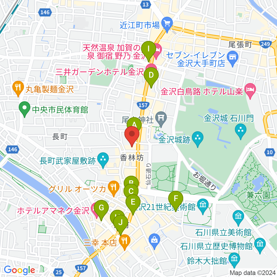 ラジオかなざわ周辺のコンビニエンスストア一覧地図