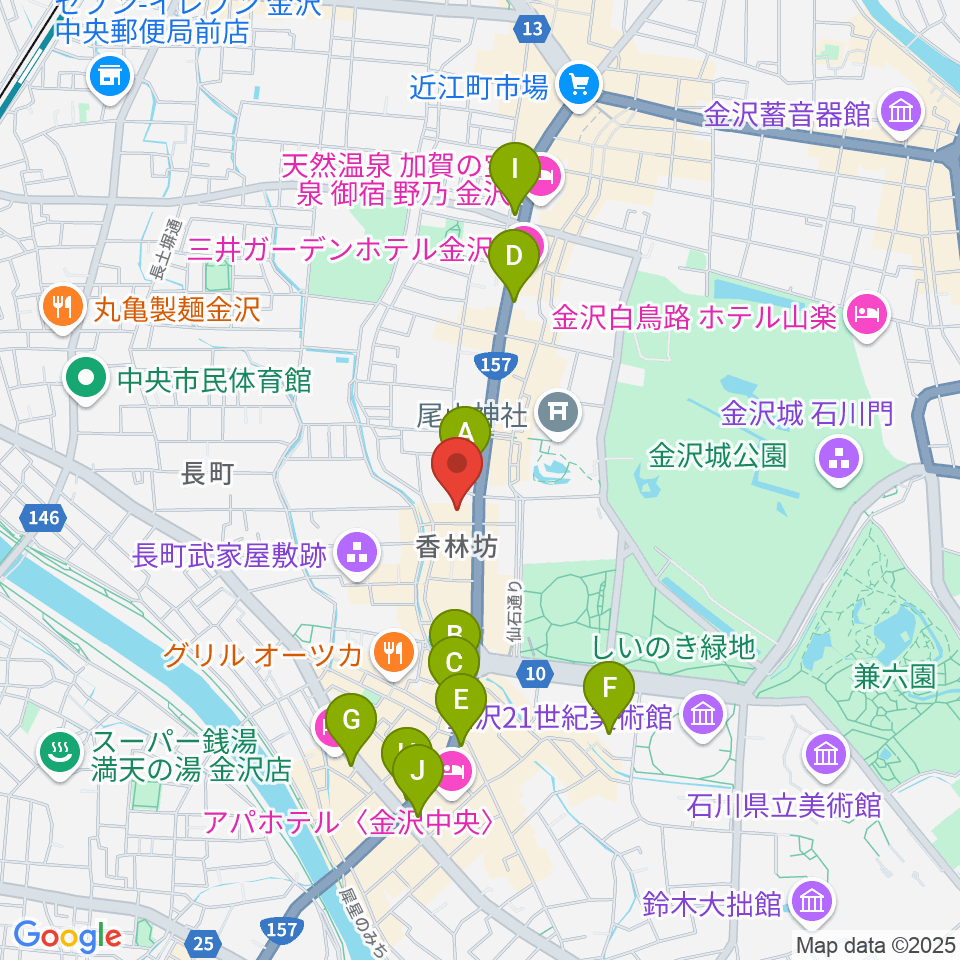 ラジオかなざわ周辺のコンビニエンスストア一覧地図