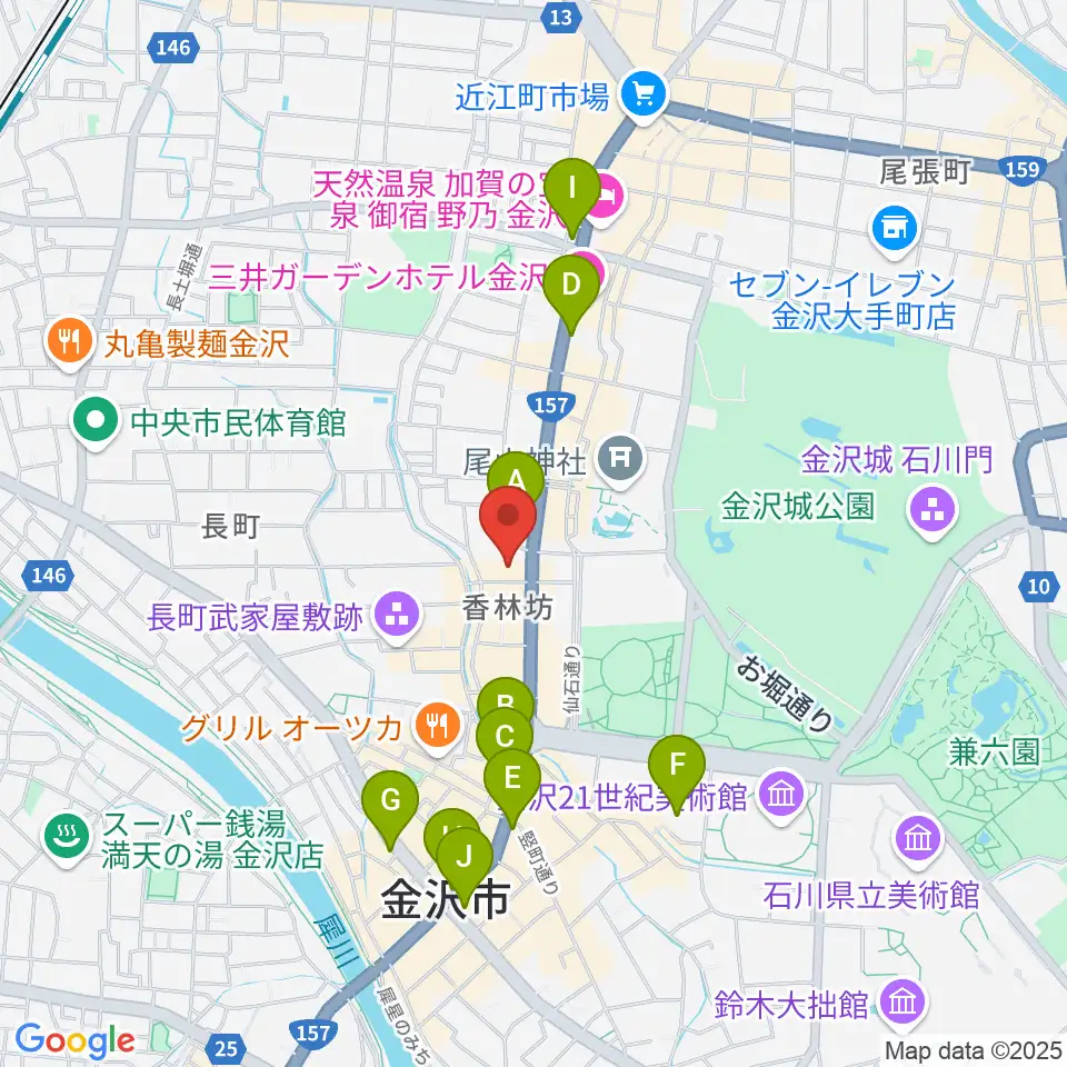 ラジオかなざわ周辺のコンビニエンスストア一覧地図