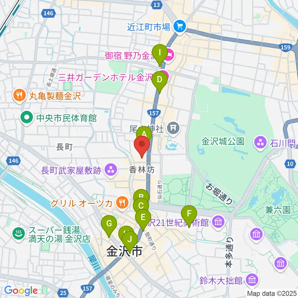 ラジオかなざわ周辺のコンビニエンスストア一覧地図