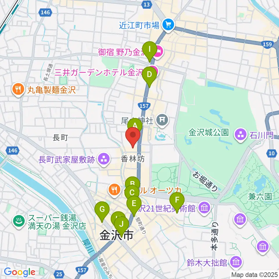 ラジオかなざわ周辺のコンビニエンスストア一覧地図