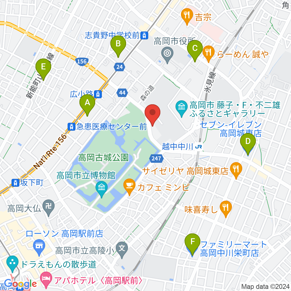 ラジオたかおか周辺のコンビニエンスストア一覧地図