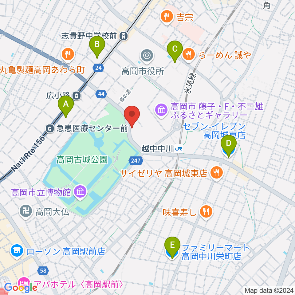 ラジオたかおか周辺のコンビニエンスストア一覧地図