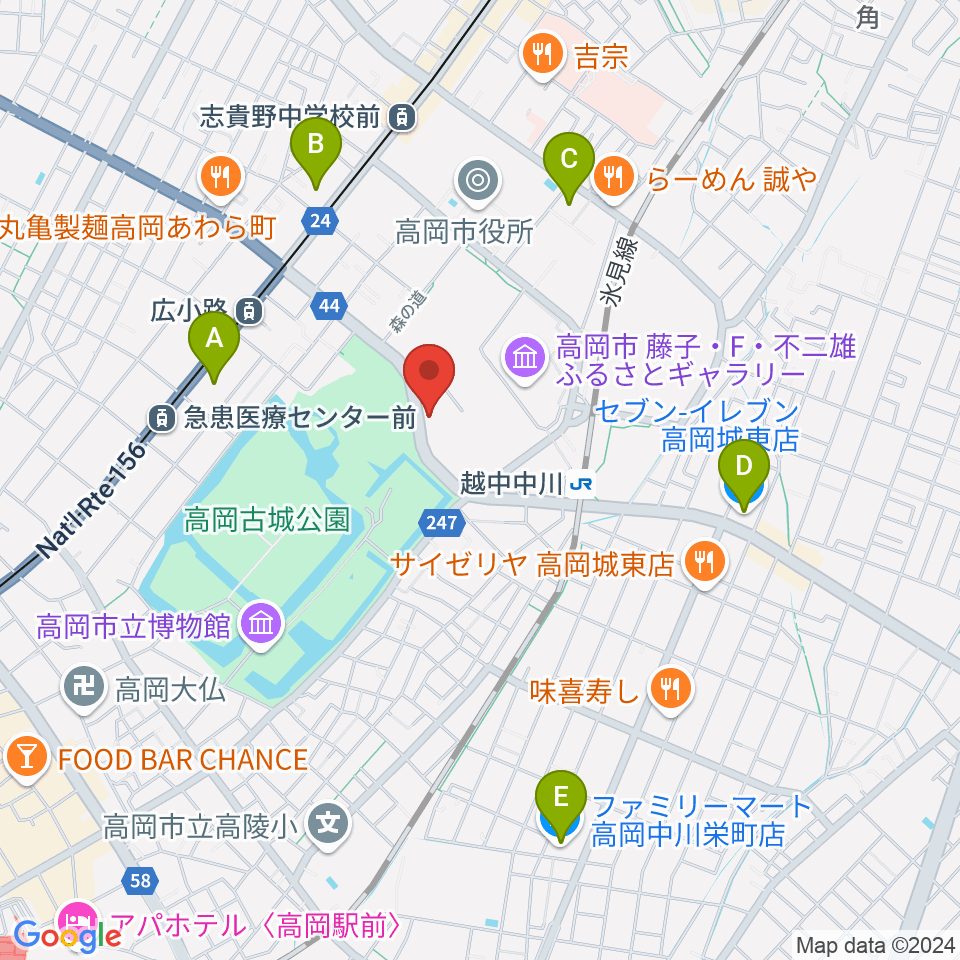 ラジオたかおか周辺のコンビニエンスストア一覧地図