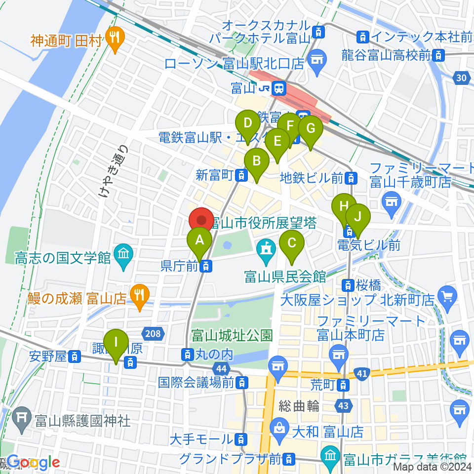 富山シティエフエム周辺のコンビニエンスストア一覧地図
