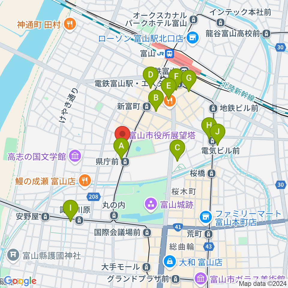 富山シティエフエム周辺のコンビニエンスストア一覧地図