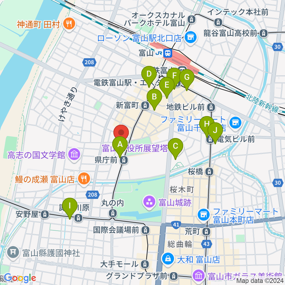 富山シティエフエム周辺のコンビニエンスストア一覧地図