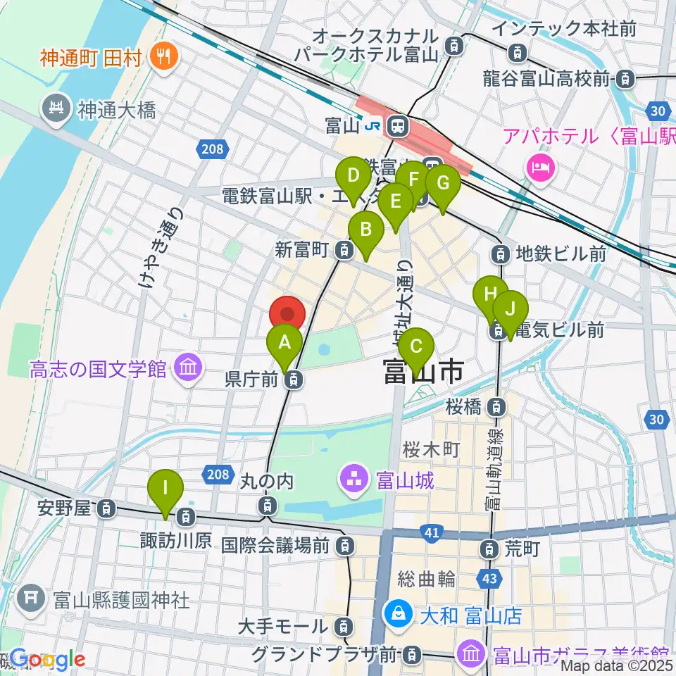 富山シティエフエム周辺のコンビニエンスストア一覧地図