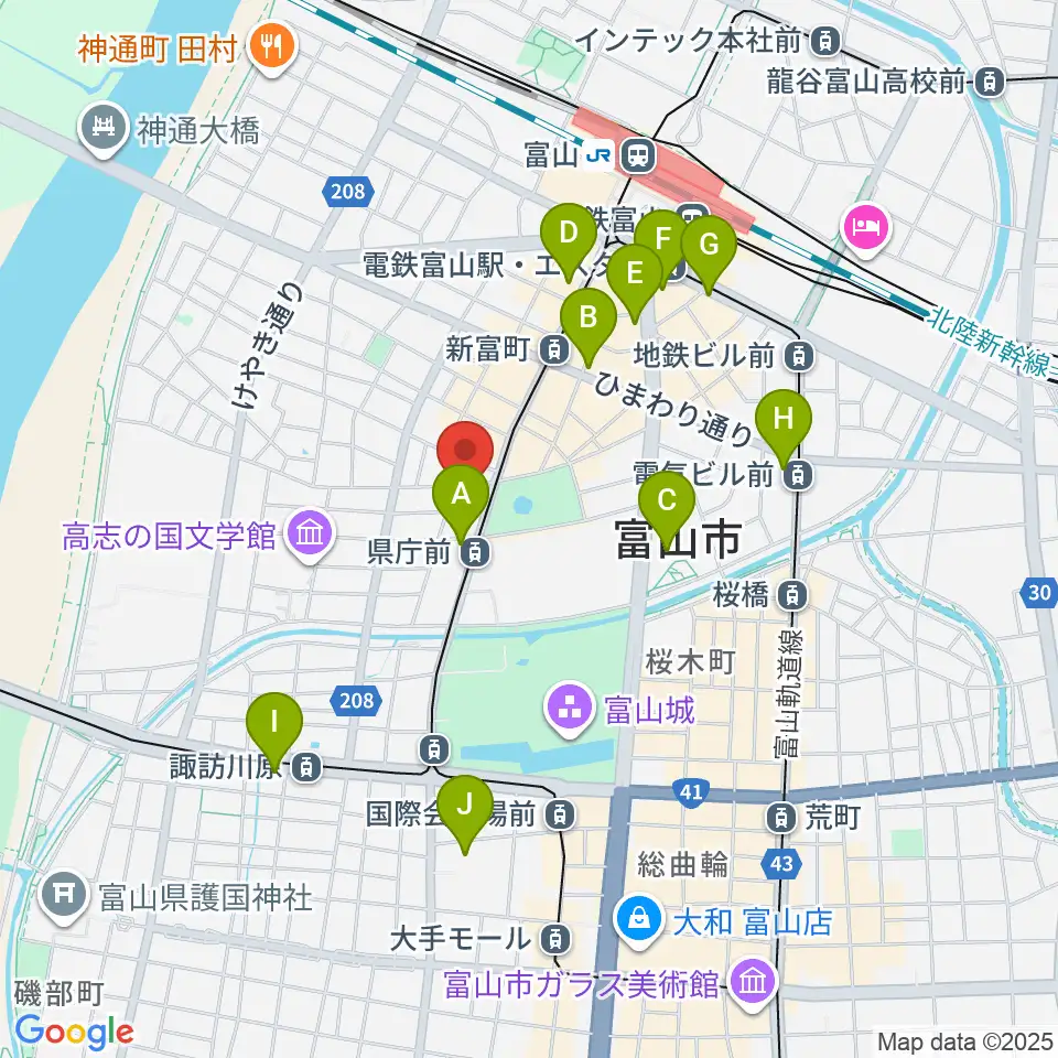 富山シティエフエム周辺のコンビニエンスストア一覧地図