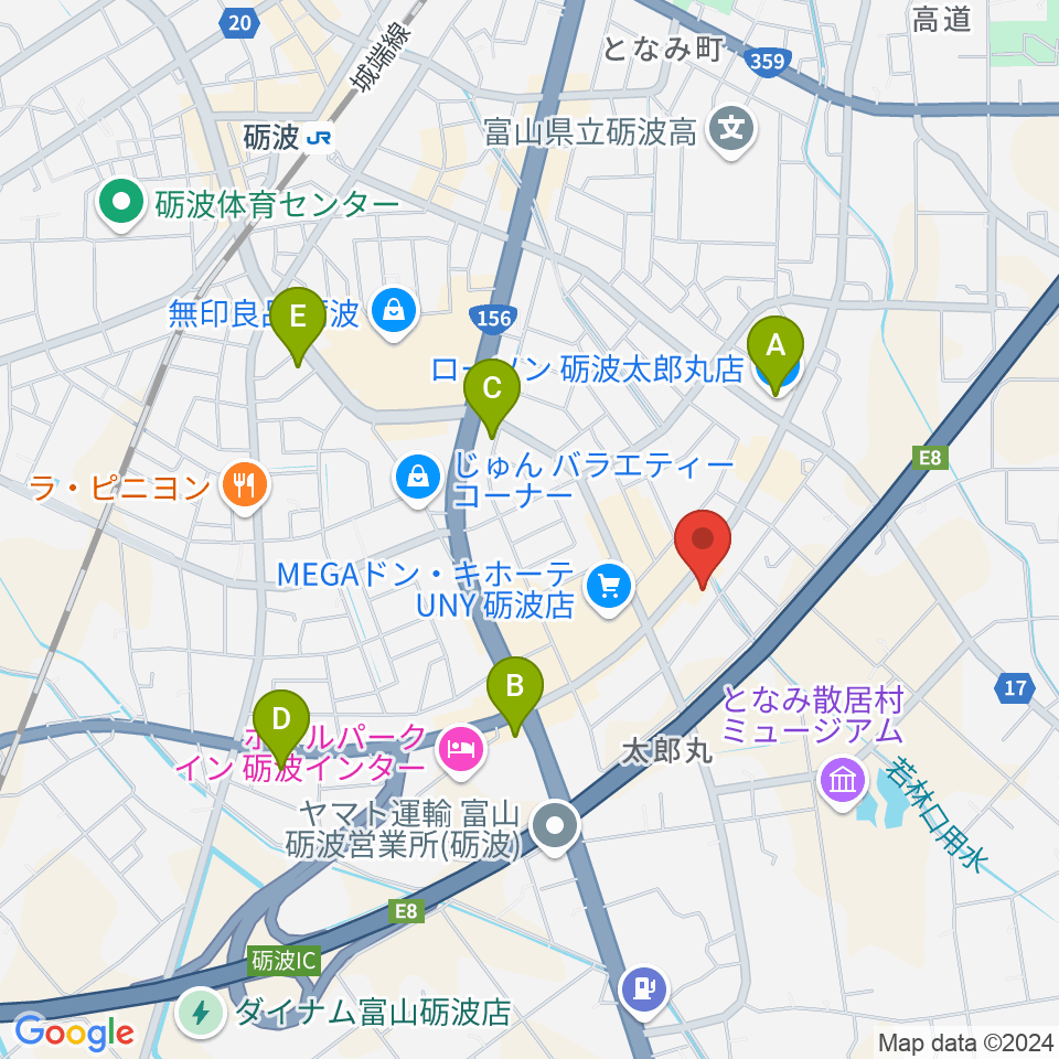 エフエムとなみ周辺のコンビニエンスストア一覧地図