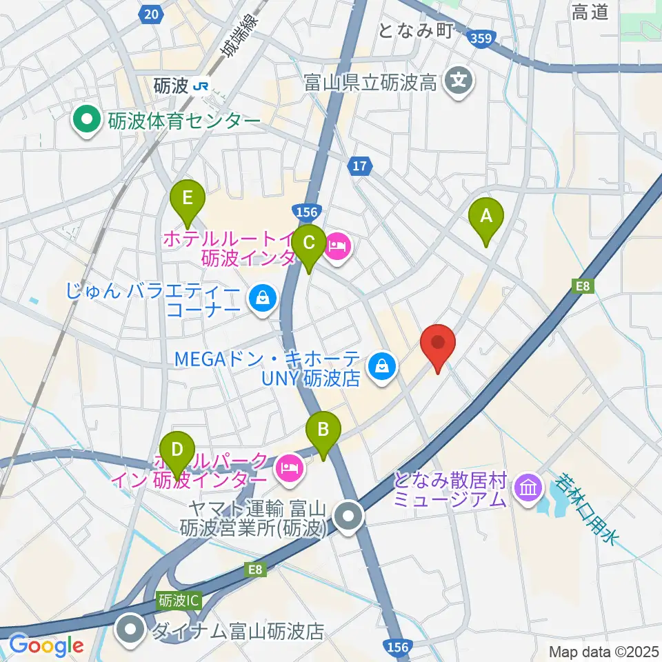 エフエムとなみ周辺のコンビニエンスストア一覧地図