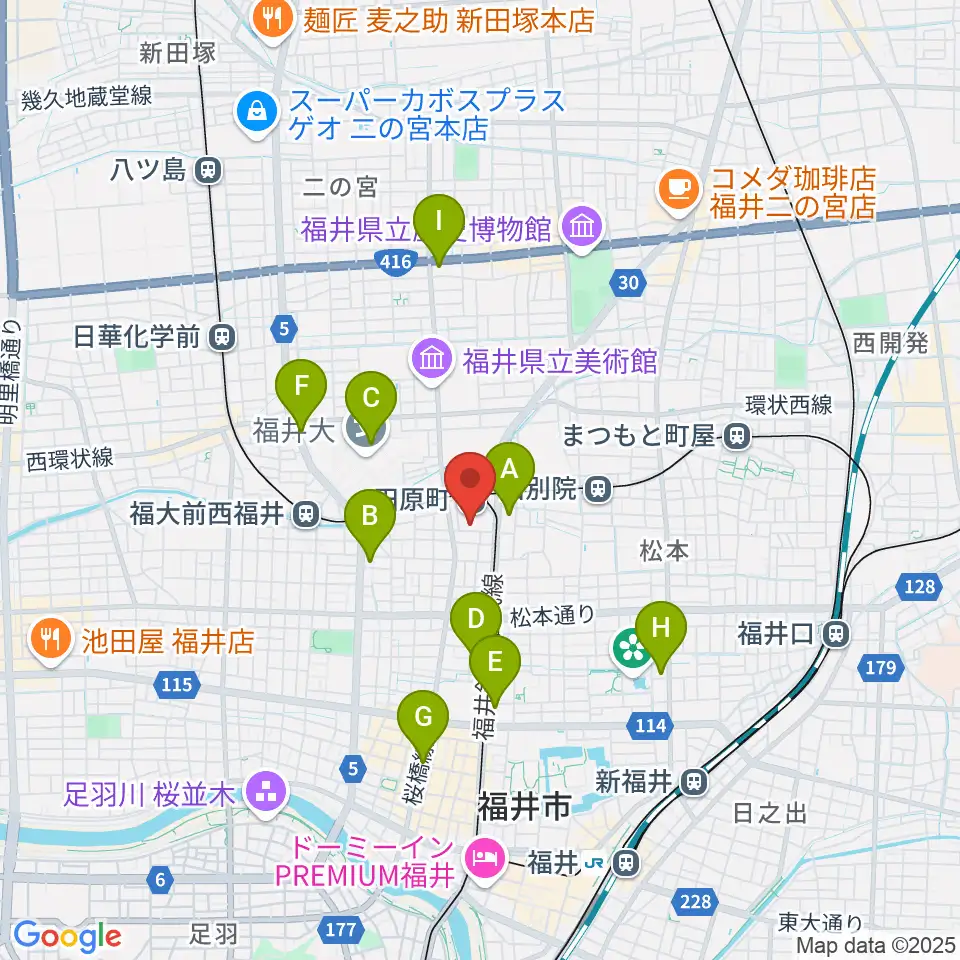福井街角放送周辺のコンビニエンスストア一覧地図