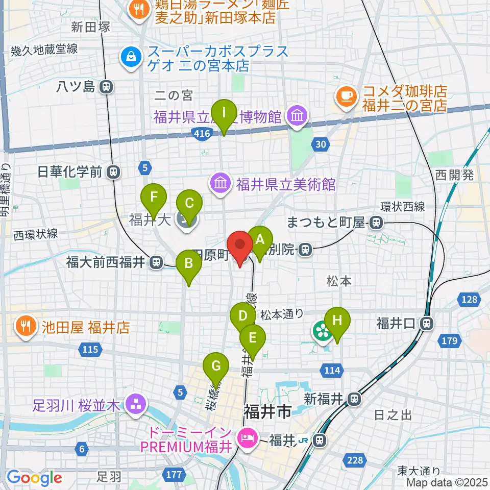 福井街角放送周辺のコンビニエンスストア一覧地図
