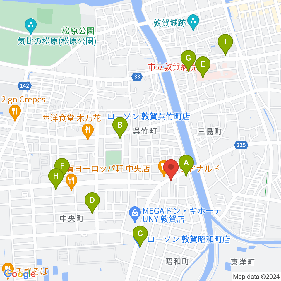 敦賀FM ハーバーステーション周辺のコンビニエンスストア一覧地図
