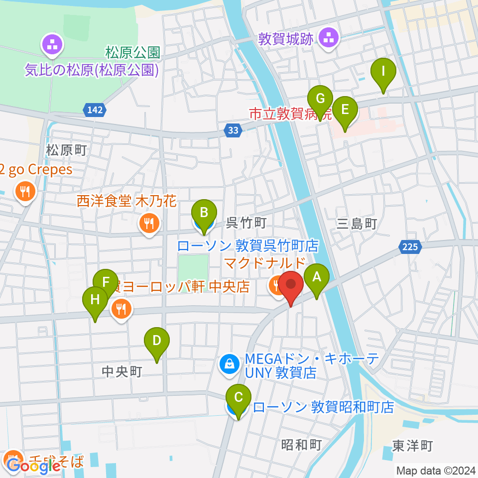 敦賀FM ハーバーステーション周辺のコンビニエンスストア一覧地図