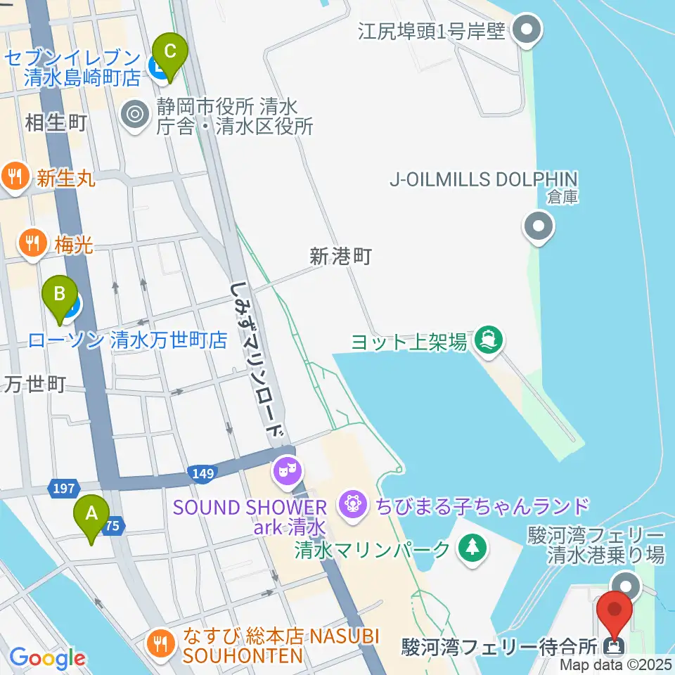 エフエムしみず マリンパル周辺のコンビニエンスストア一覧地図