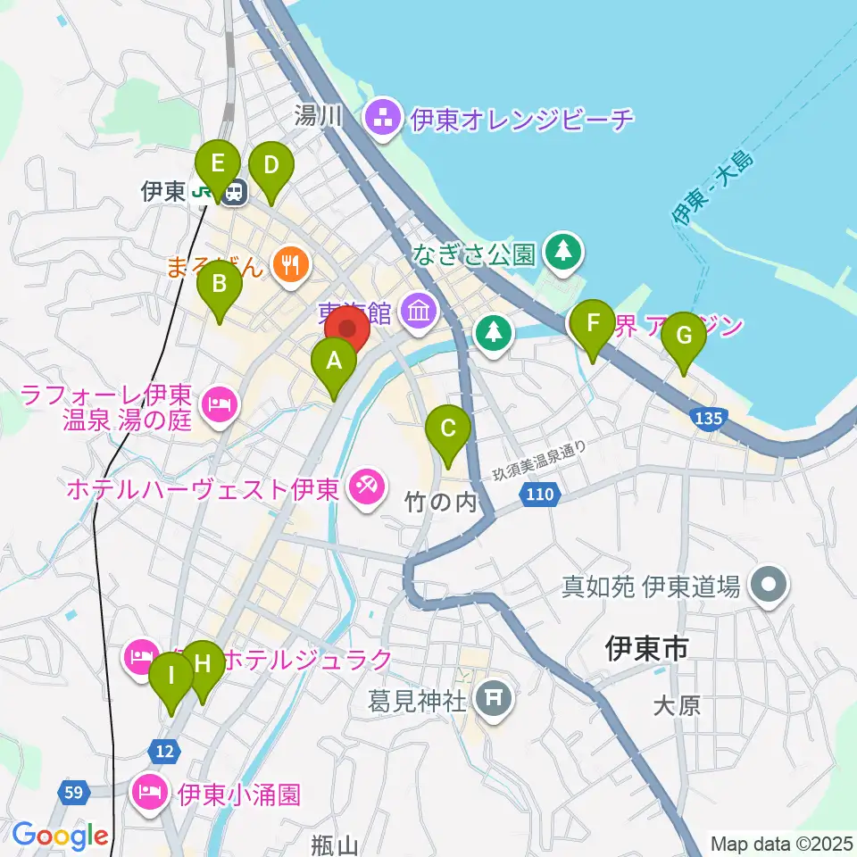 エフエム伊東なぎさステーション周辺のコンビニエンスストア一覧地図