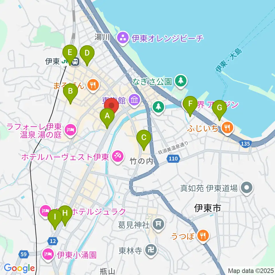 エフエム伊東なぎさステーション周辺のコンビニエンスストア一覧地図