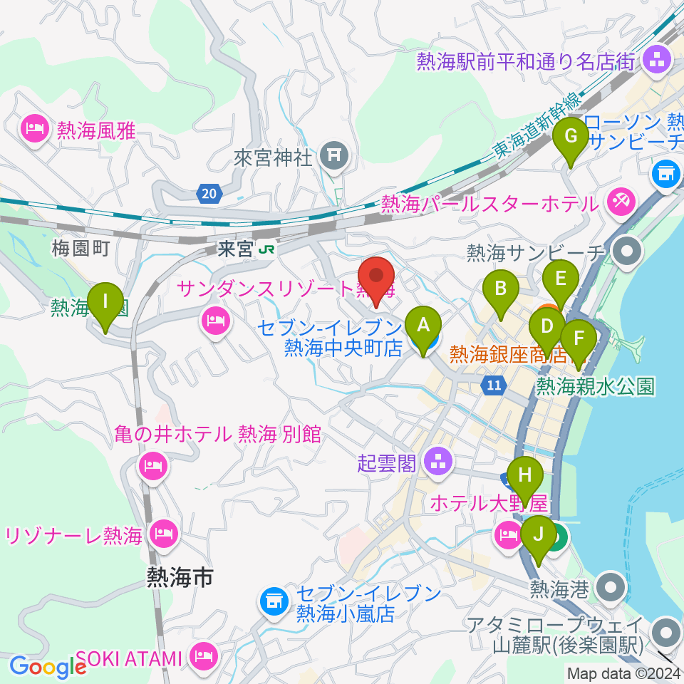 エフエム熱海湯河原 Ciao!周辺のコンビニエンスストア一覧地図