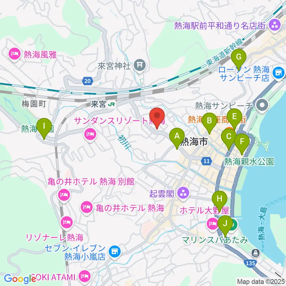 エフエム熱海湯河原 Ciao!周辺のコンビニエンスストア一覧地図