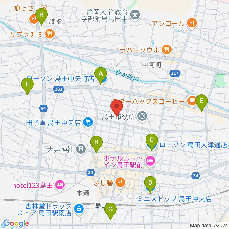 FM島田周辺のコンビニエンスストア一覧地図