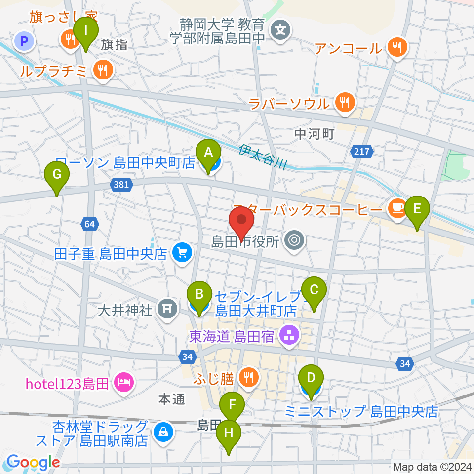 FM島田周辺のコンビニエンスストア一覧地図