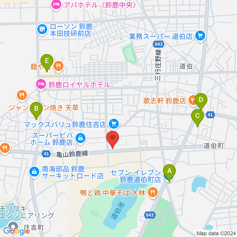 スズカ・ヴォイスFM周辺のコンビニエンスストア一覧地図