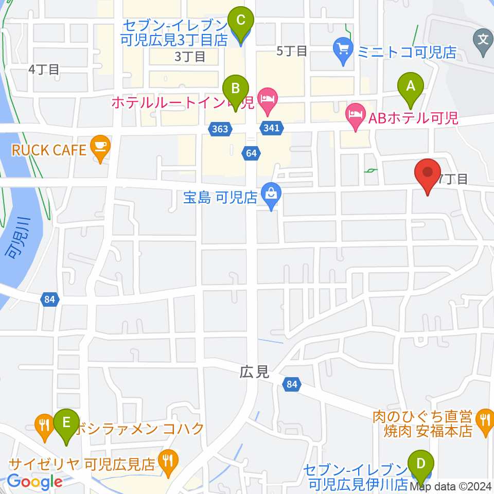 FMらら周辺のコンビニエンスストア一覧地図