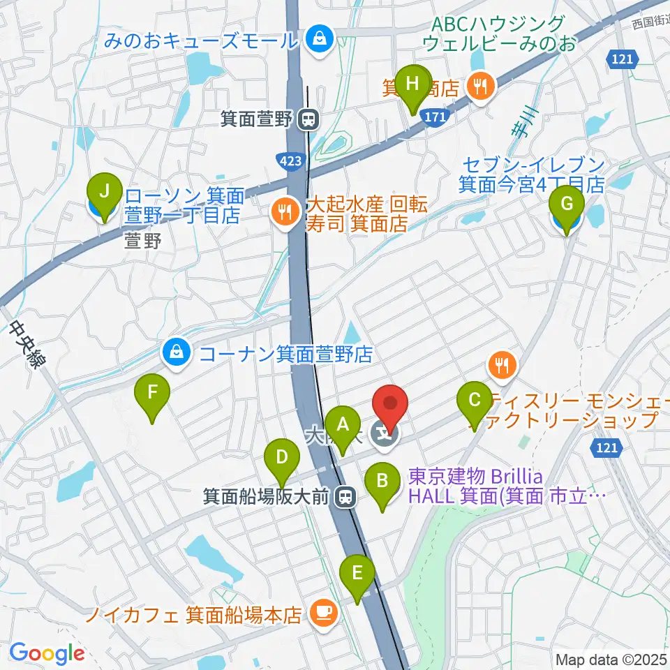 タッキー816 みのおエフエム周辺のコンビニエンスストア一覧地図