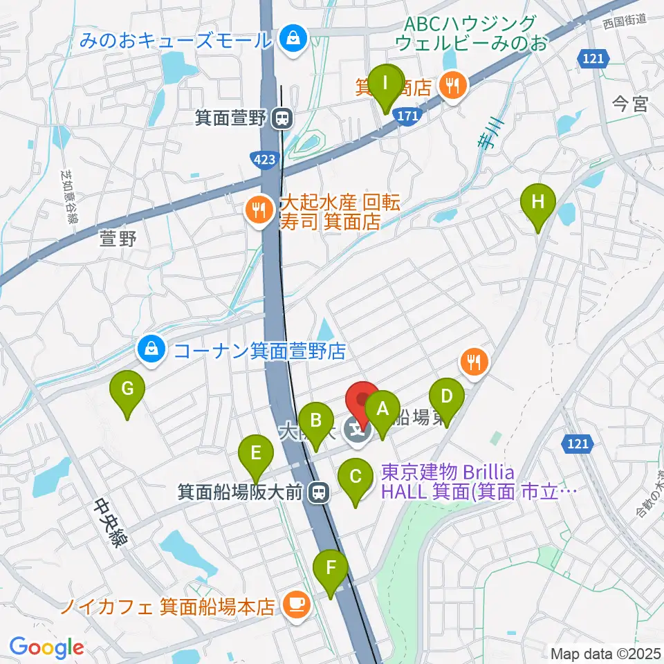 タッキー816 みのおエフエム周辺のコンビニエンスストア一覧地図