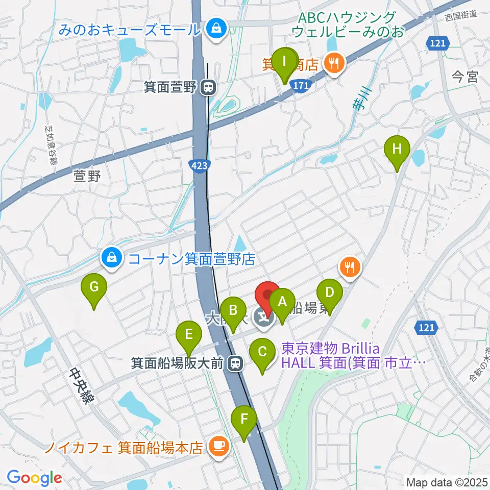 タッキー816 みのおエフエム周辺のコンビニエンスストア一覧地図