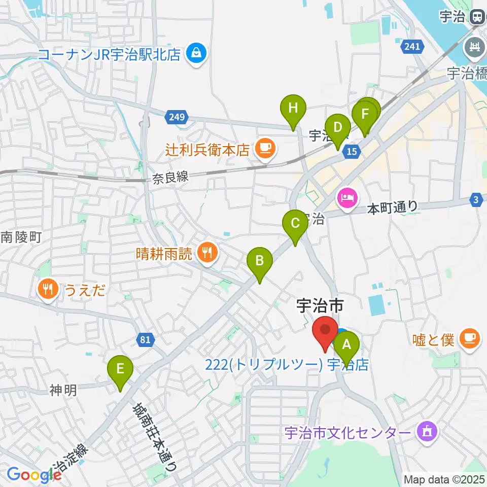 FMうじ周辺のコンビニエンスストア一覧地図