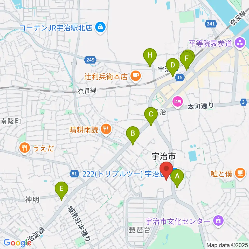 FMうじ周辺のコンビニエンスストア一覧地図