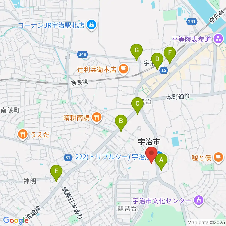 FMうじ周辺のコンビニエンスストア一覧地図