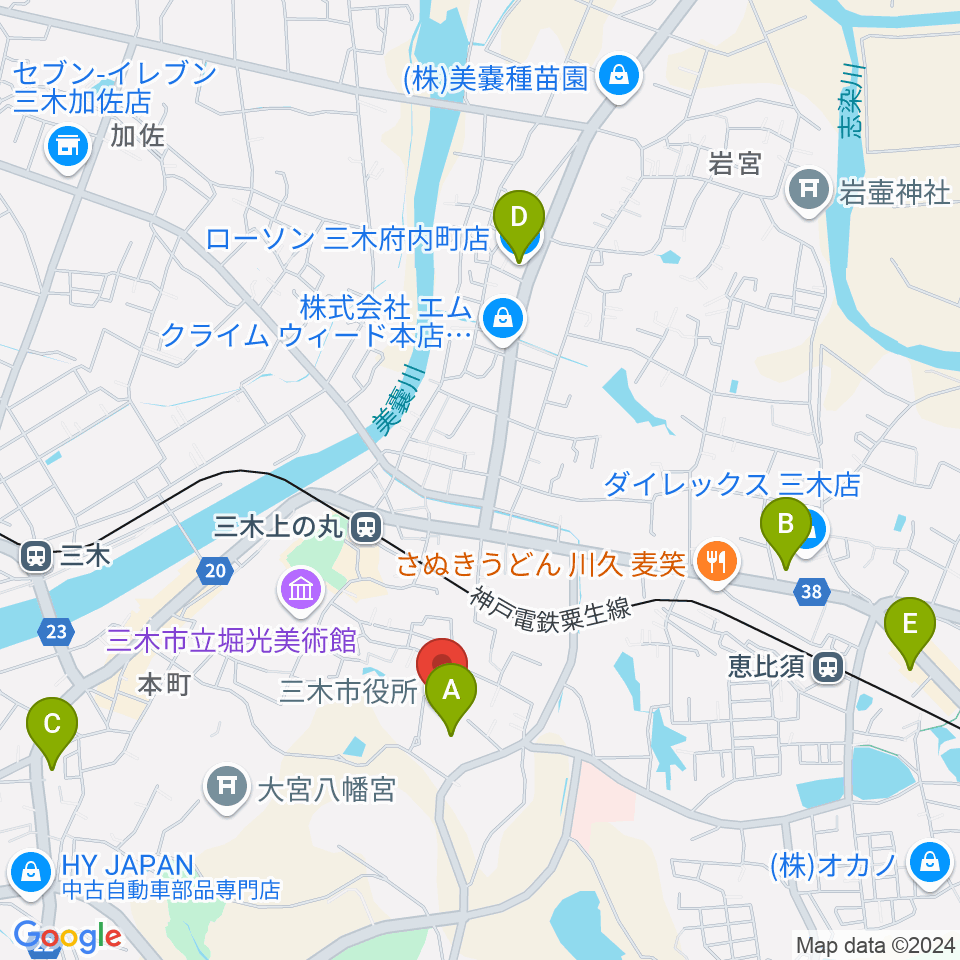 エフエムみっきぃ周辺のコンビニエンスストア一覧地図