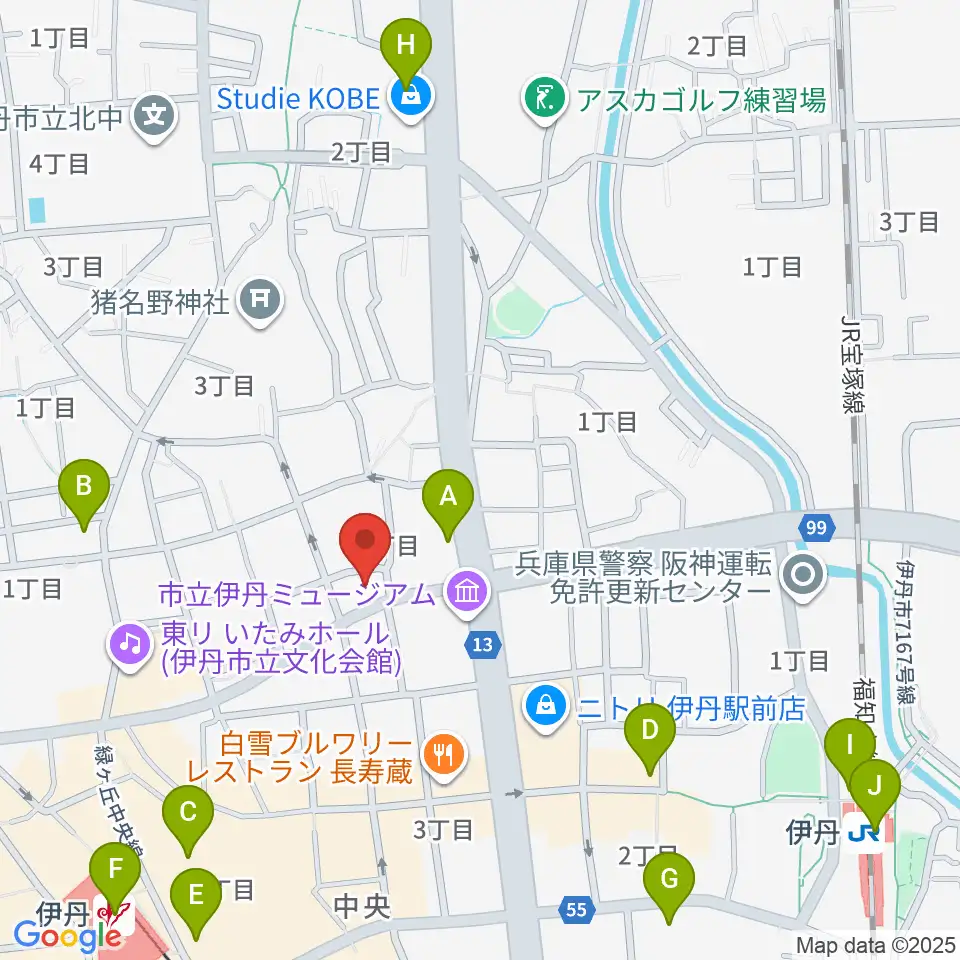 ハッピーエフエムいたみ周辺のコンビニエンスストア一覧地図
