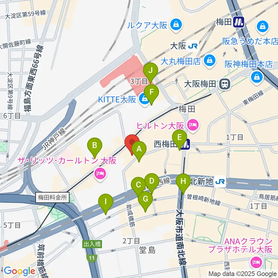 ウメダFM Be Happy!789周辺のコンビニエンスストア一覧地図