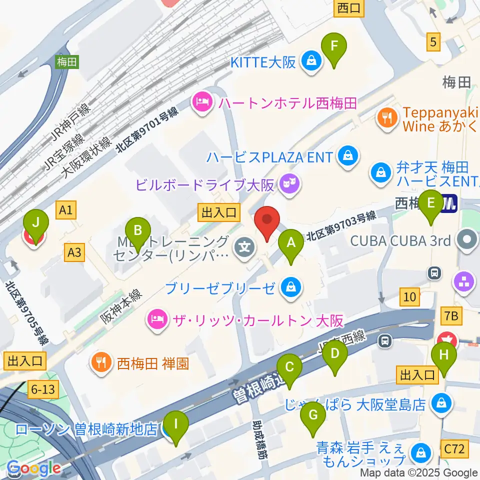 ウメダFM Be Happy!789周辺のコンビニエンスストア一覧地図