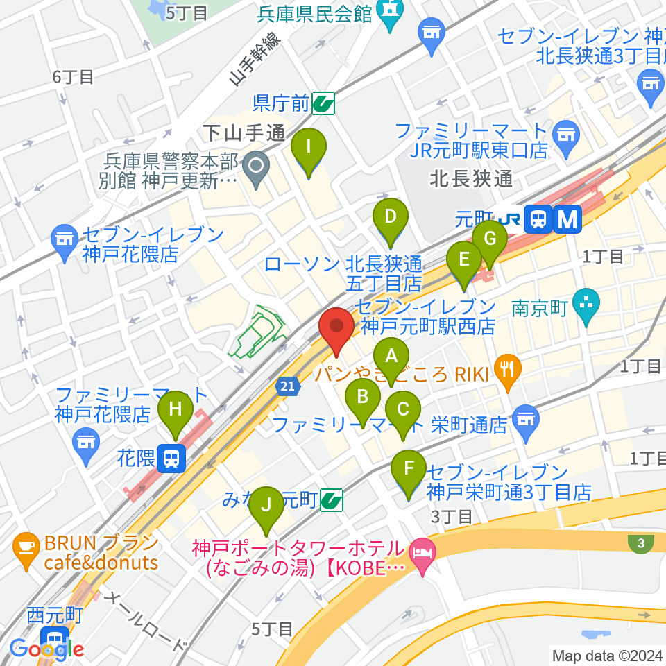 FM MOOV周辺のコンビニエンスストア一覧地図