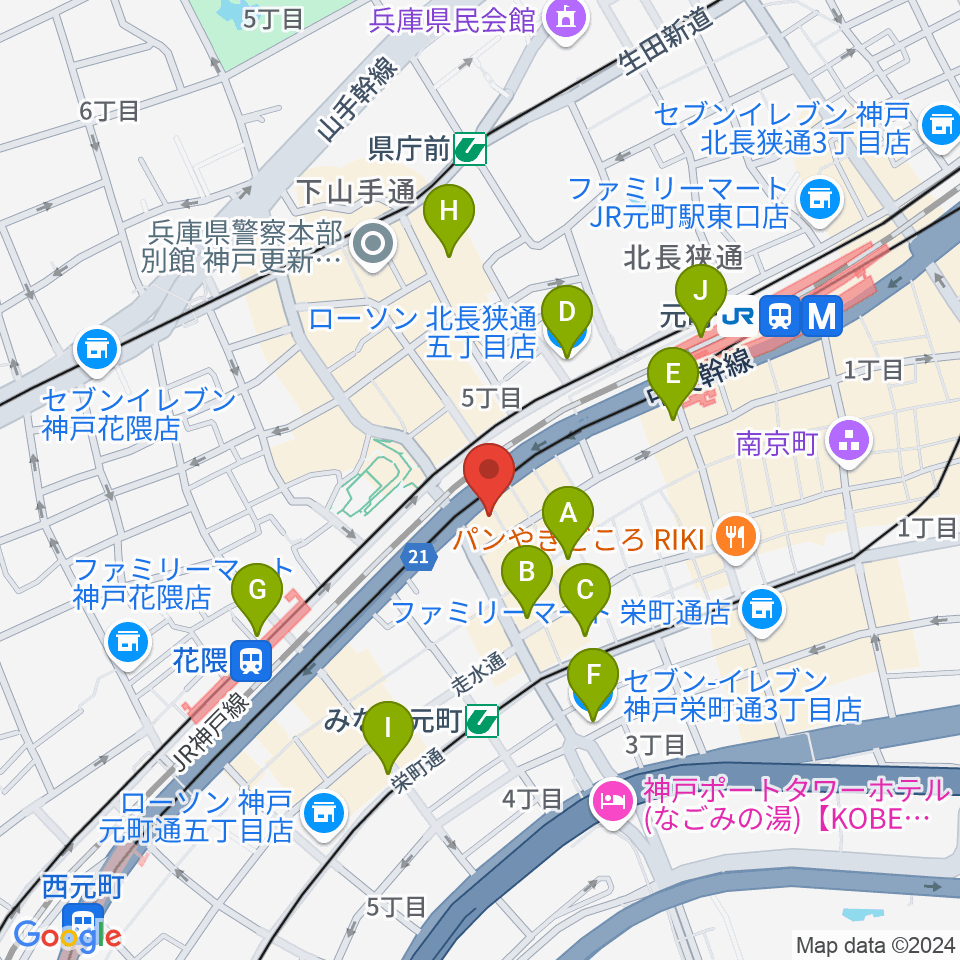 FM MOOV周辺のコンビニエンスストア一覧地図