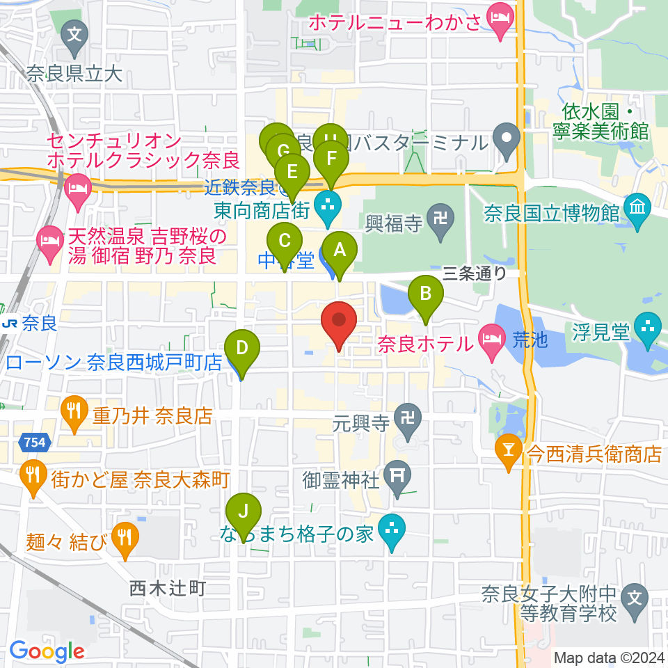 ならどっとFM周辺のコンビニエンスストア一覧地図