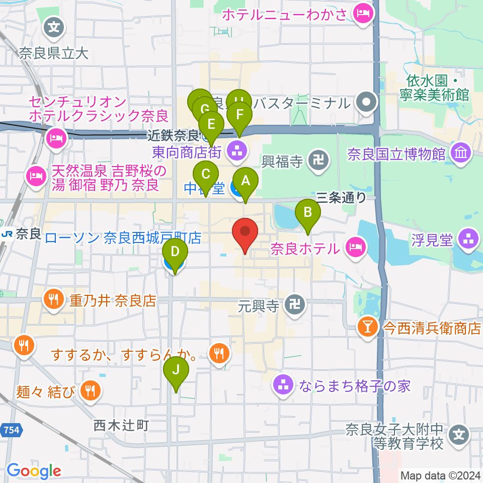 ならどっとFM周辺のコンビニエンスストア一覧地図